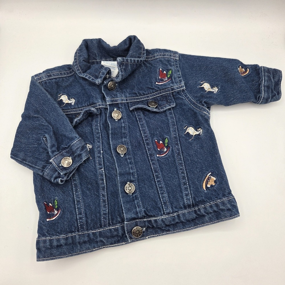 Western Denim Jacket With Embroidered Horses & Cowboy Hats Baby 3-6 Mos.